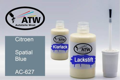 Citroen, Spatial Blue, AC-627: 20ml Lackstift + 20ml Klarlack - Set, von ATW Autoteile West.